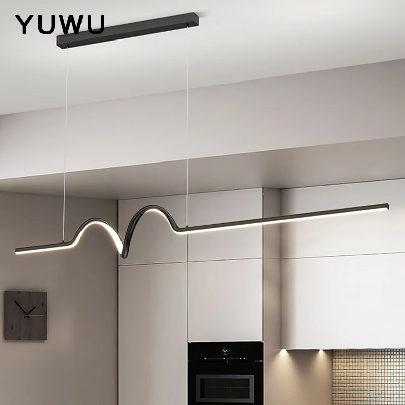 

Dining room chandelier modern minimalist art strip dining room front bar table lamp led ultra-thin Nordic personality lamps