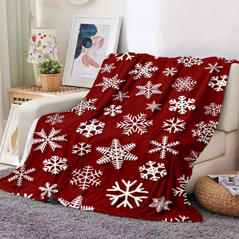 

snowflake christmas Soft film Plush Sofa Bed Throwing Cartoon Blankets Modern Flannel Blanket Cover Gedruckt Bettdecke new year