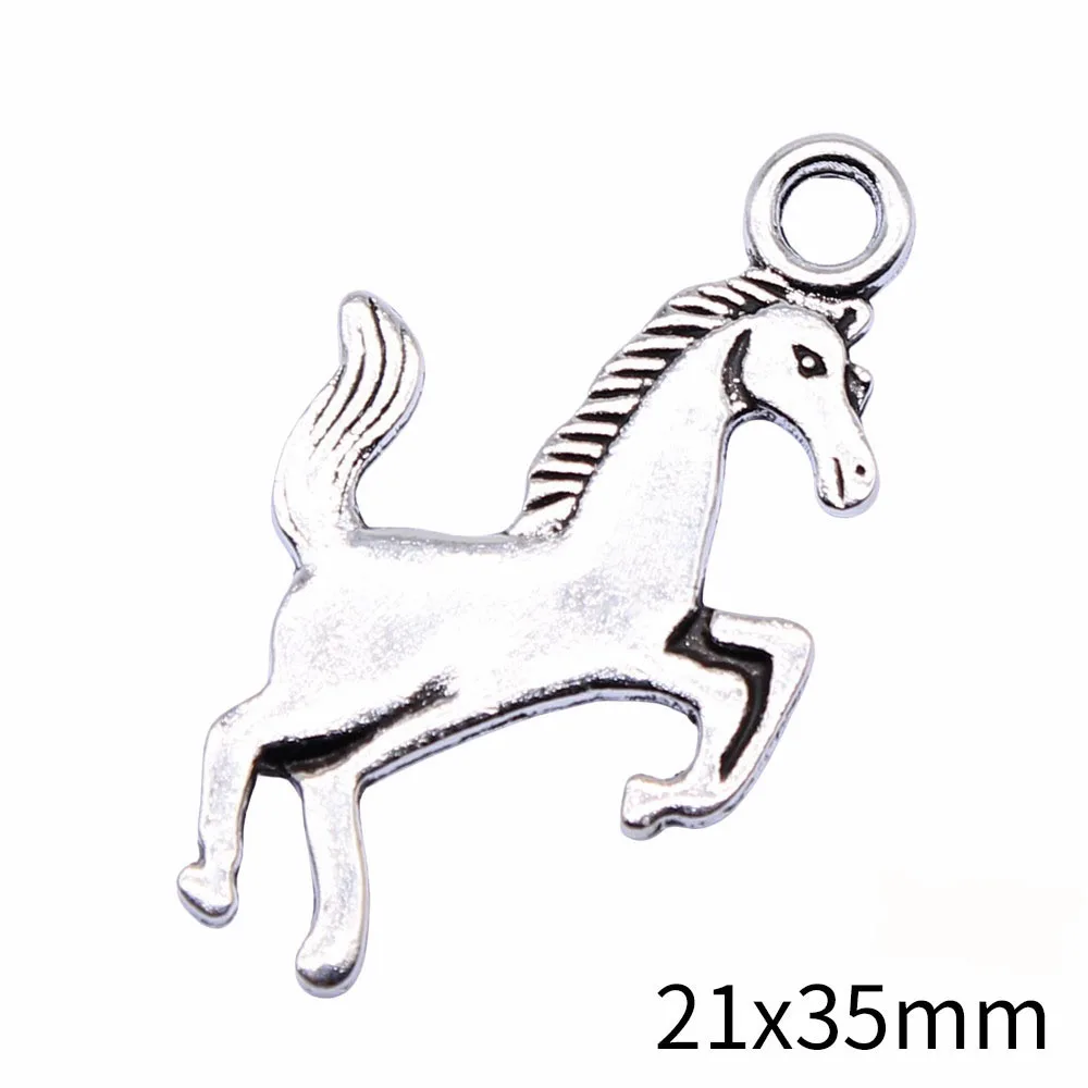 8Pcs 21x35mm Zinc Alloy Antique Silver Color Horse Charms Pendant Designer Charms Fit Jewelry Making DIY Jewelry Accessories