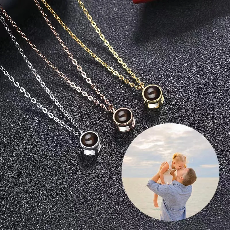 Personalized Projection Necklace Custom Photo Geometric Necklaces Customized Choker Jewelry Valentine's Day Gift for Christmas