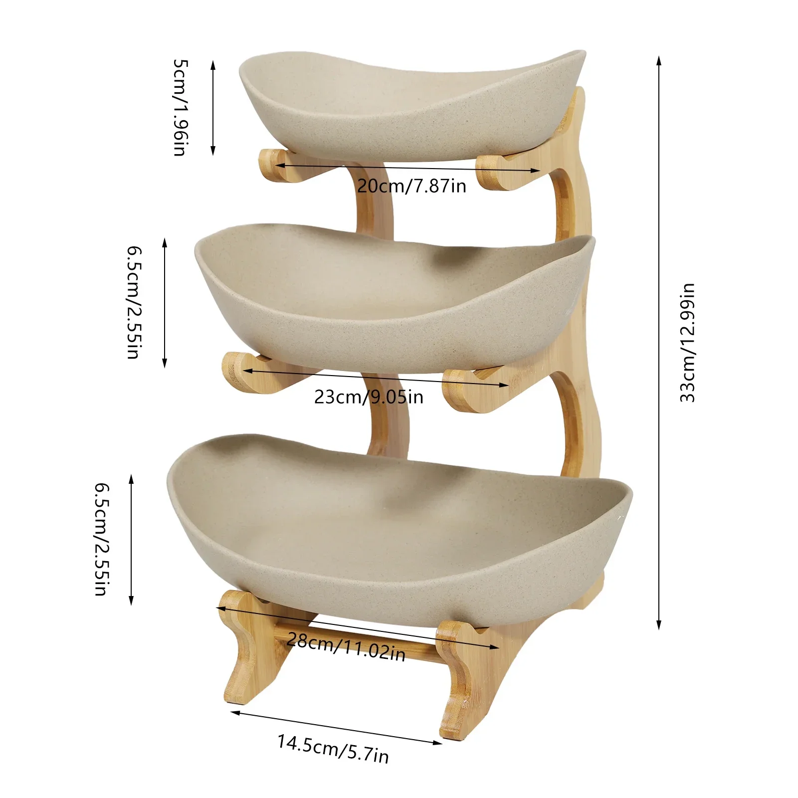 3-lagige mehr schicht ige Keramik Obst teller Bambus Haushalt Sushi Teller Korb Schüssel halter Snack Tablett Spezial