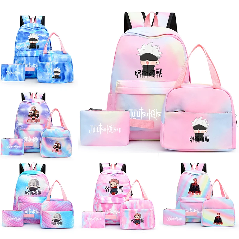 

3Pcs/set Backpack Girls School Bags Knapsack Waterproof Student Anime Jujutsu Kaisen Bookbag Women High Laptop Mochila Rucksack