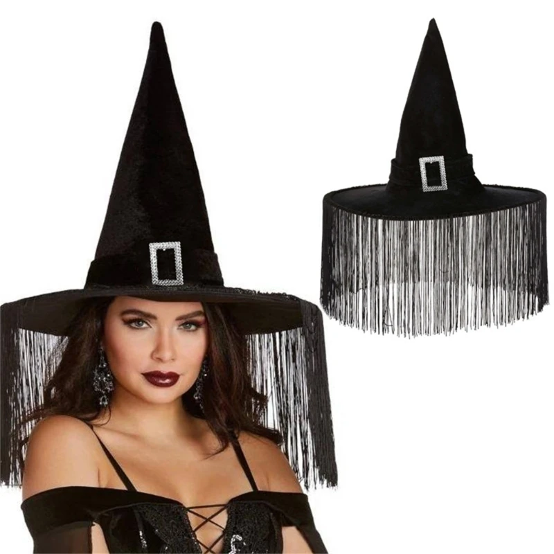 

Tassel Witch Hat For Women Witches Halloween Cosplay Witches Hat Wizard Hat