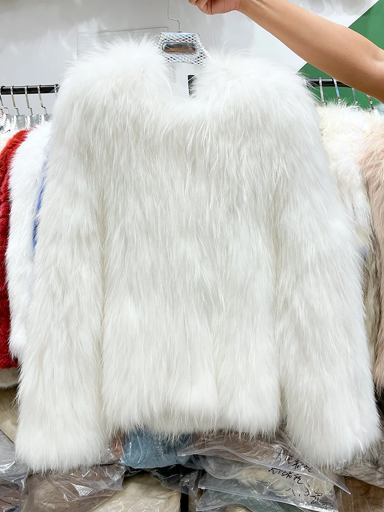 Maomaokong Genuine Fur Jacket Women's Short Warm Thick Fox Fur Coat Winter Fashion Slim Vest Natural Raccoon Fur Vest For Women enlarge