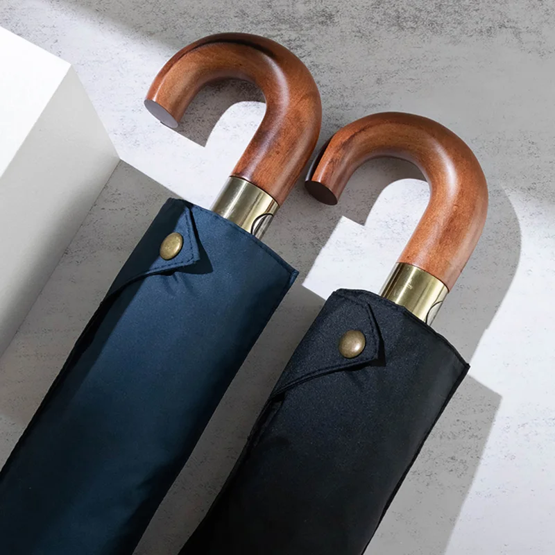 

Зонт Автоматический деревянный мужской/женский, складной в деловом стиле, с защитой от ветра и 10 ребрами, для гольфа, в винтажном стиле