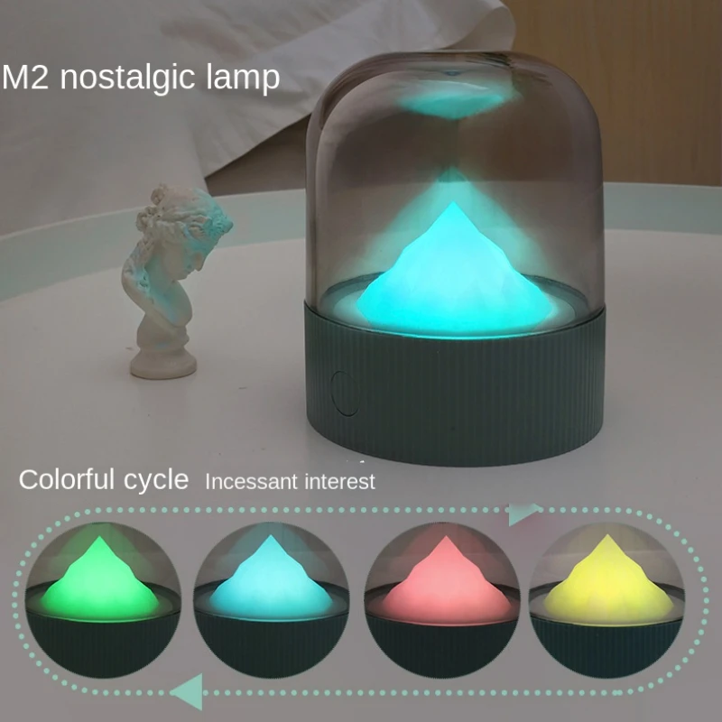 LED Retro Nostalgic Small Night Lamp Bedside Seven-Color Ambience Light Usb Charging Bedroom Sleeping Light Home Decoration