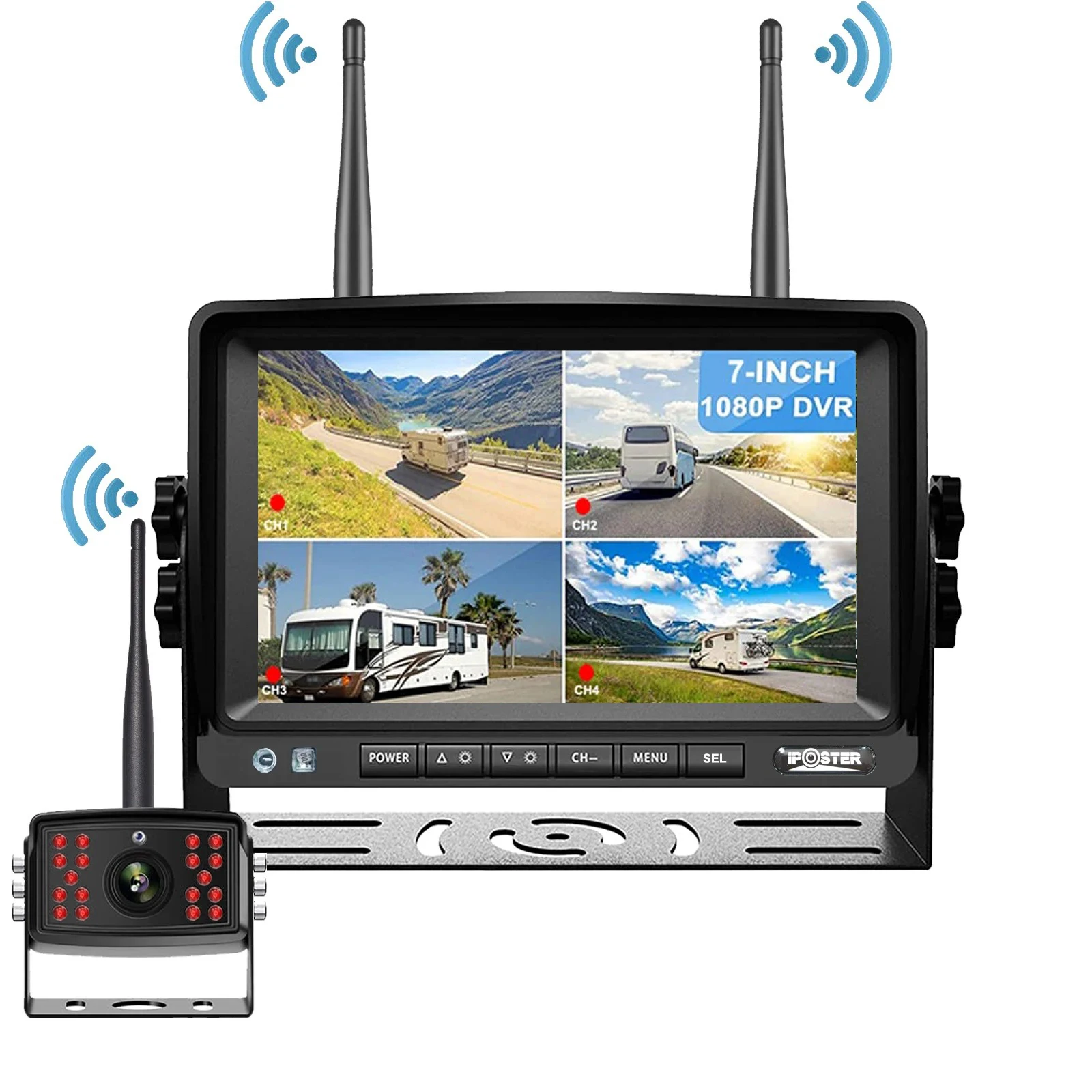 

Lastbus 7-дюймовый автомобильный видеорегистратор с цифровой беспроводной двойной антенной AHD, 4 канала + камера заднего вида для автомобиля