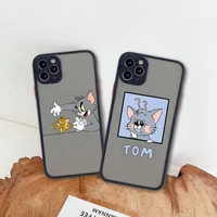 cartoon toms jerry phone case for iphone 13 12 11 pro max mini xs 8 7 plus x se 2020 xr matte transparent cover