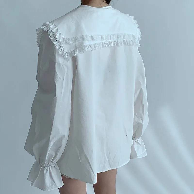 Блузка женская кружевная с лацканами элегантная нежная плиссированная рубашка