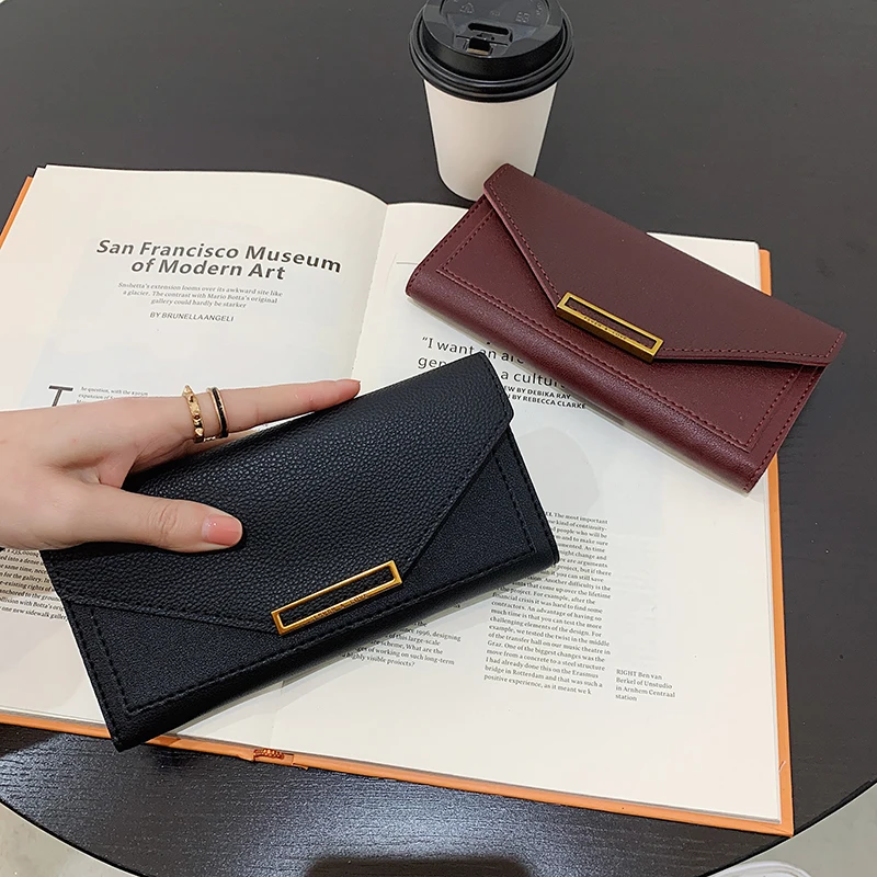 

Women's Wallet Women's Long Clutch Korean Style Simple Buckle Folding Large-capacity Mobile Coin Purse