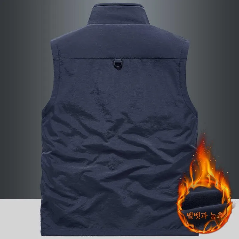 Autumn and Winter Thickened Double-Sided Wear Vest Men's Outdoor Sports Fleece Polar Fleece-lined Photograph...