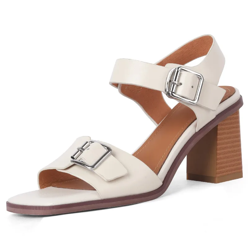 

Dilalula весенне-летние женские винтажные сандалии из натуральной кожи на высоких каблуках Туфли-лодочки с металлической пряжкой женская обувь для офиса
