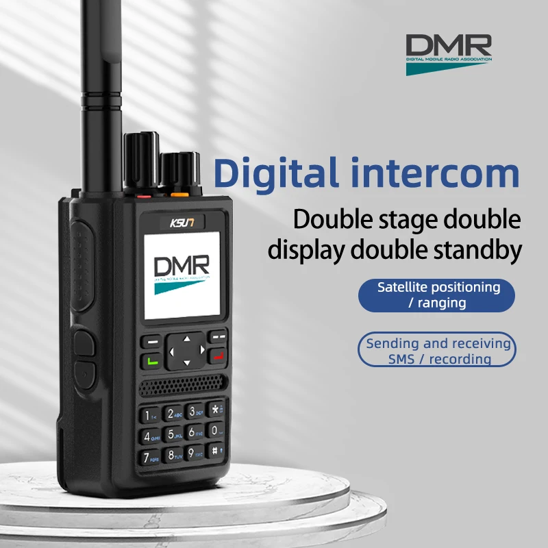 

DMR Radios GPS Walkie Talkie SMS Recording Radio For Hutting Outdoor Travel Digital and Analog Two Way Radios KSUN DM10UV