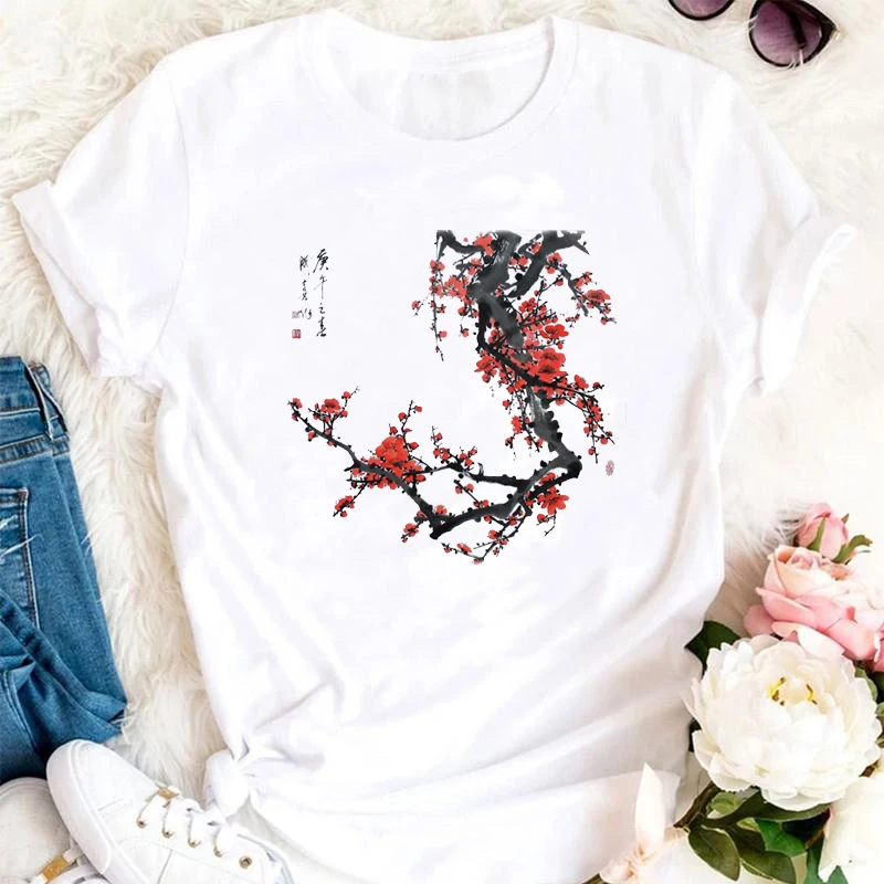 

Short Sleeve Clothing Lovely Flower New 90s Women Fashion Female Summer Spring Clothes Casual Tshirt Top Graphic Tee T-shirt