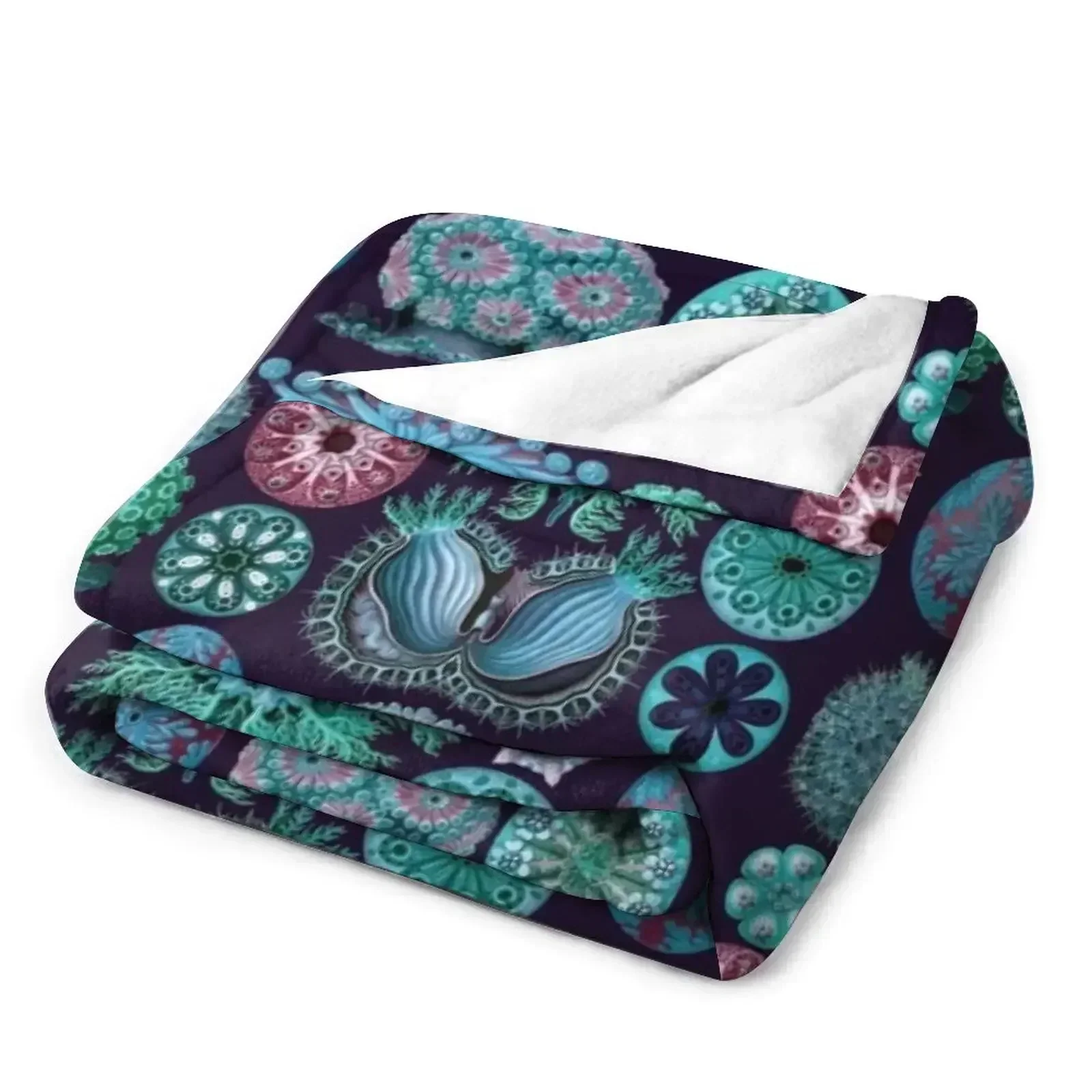 Ernst Haeckel Ascidiae Sea Squirts Бирюзовое цветное одеяло Теплые мягкие одеяла для кроватей