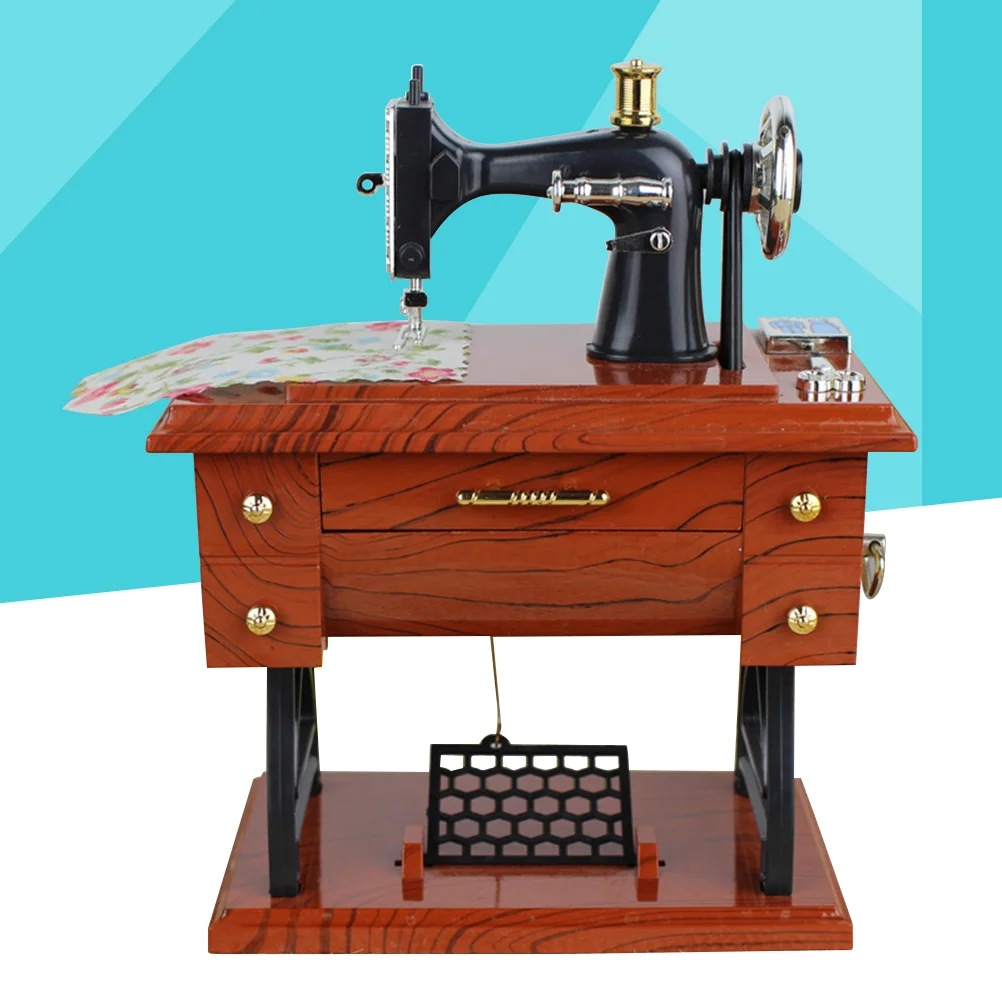 

Machine Box Sewing Vintage Sartorius Mini Musical Toy Decor Simulation Sweing Model Cranked Handmechanism Statue Retro