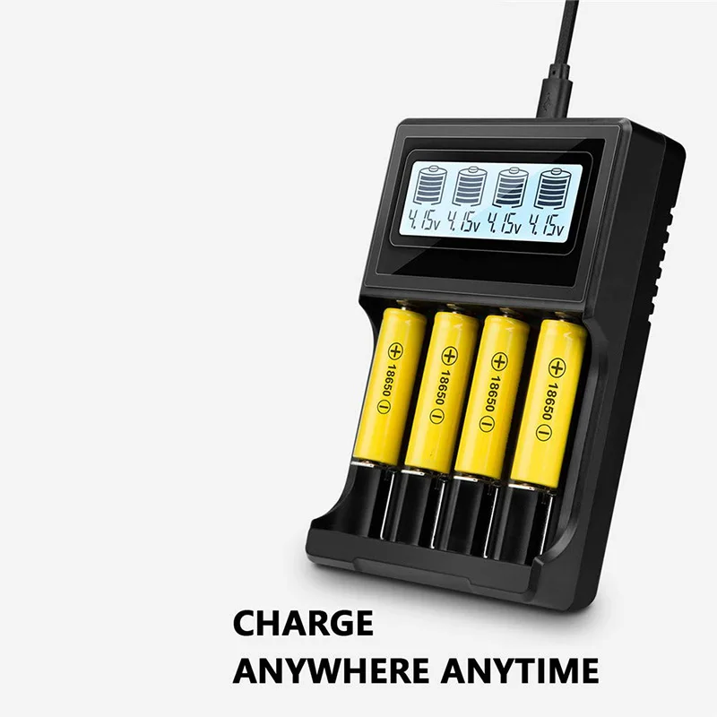 18650 Battery Charger LCD Display Speed Batteries with 4 Bay Discharge Function for Rechargeable 3.7V Li-Ion | Электроника