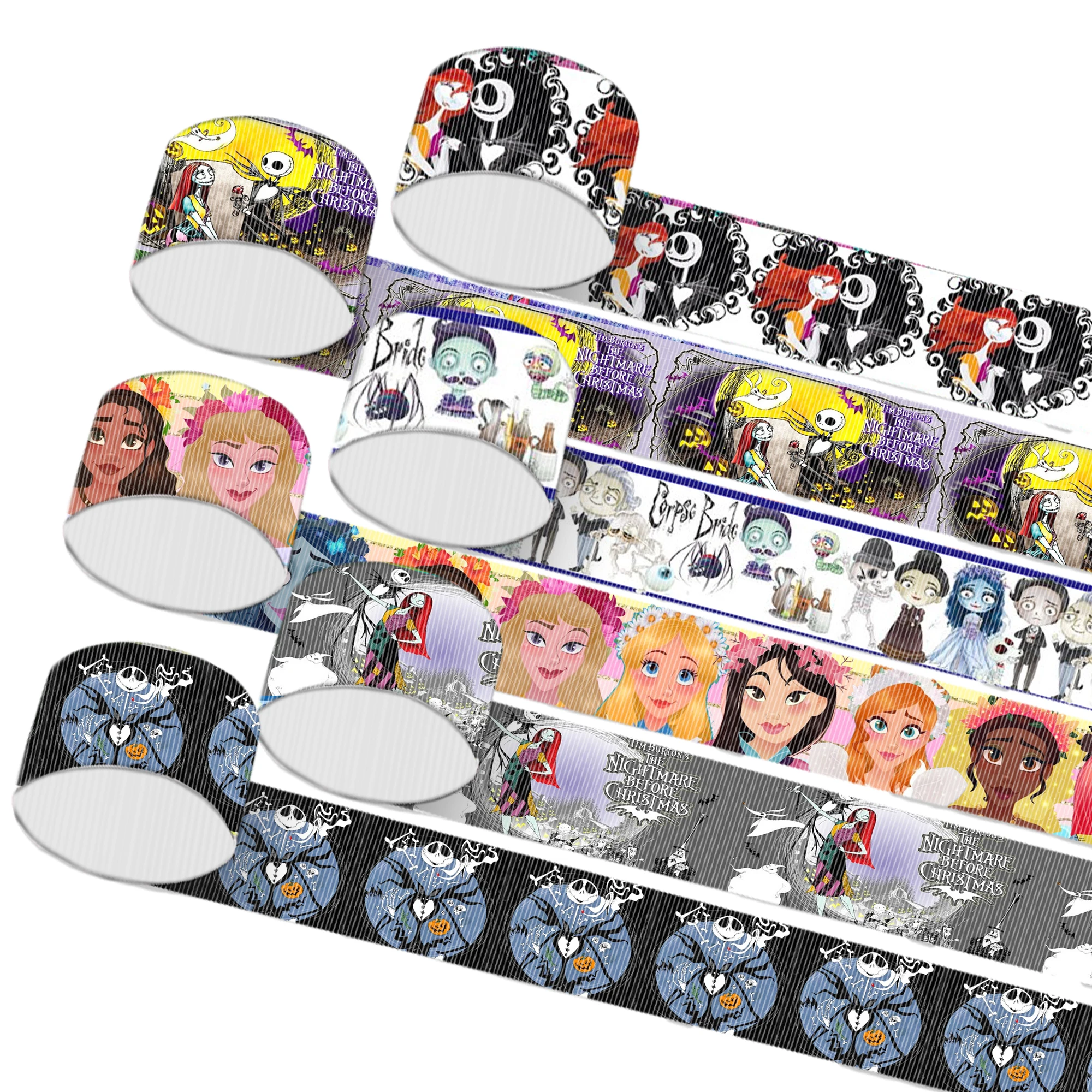 5Y Disney Jack Grosgrain Ribbon 25mm/9mm/16mm/38mm/75mm Wrapping Hair Bow DIY Wedding Decoration Gift Packing Hair Bow 5 Yards