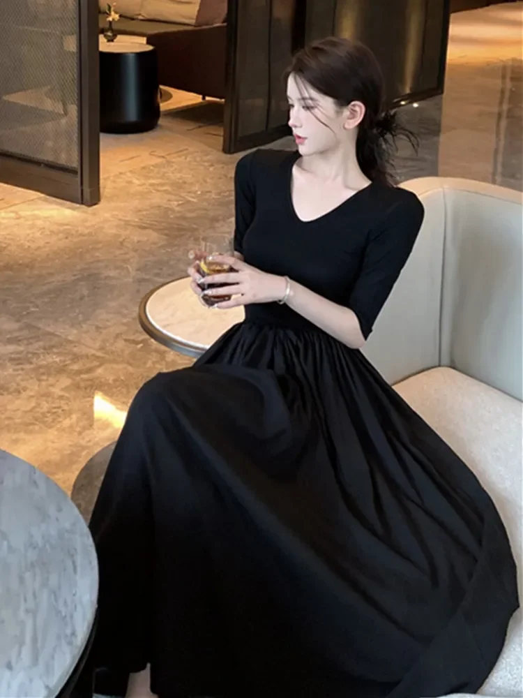 Платье женское длинное ТРАПЕЦИЕВИДНОЕ с коротким рукавом на весну/зиму