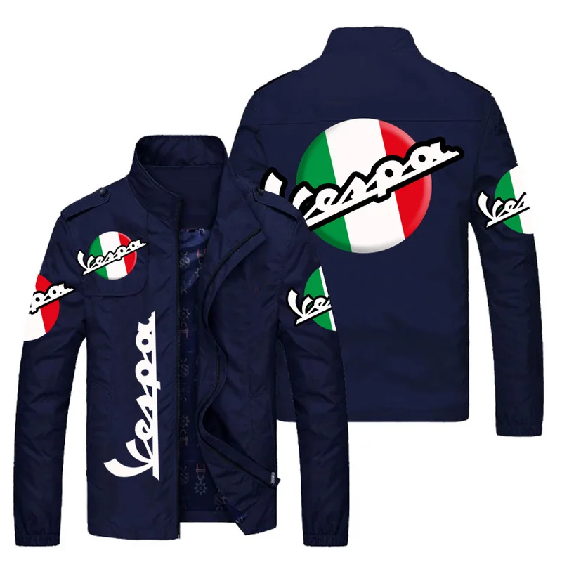 

Vespa Logo New Spring Autumn Men Stand Collar Casual Sweatshirt Long Sleeve Zipper Cardigan Jacket 5 Colors