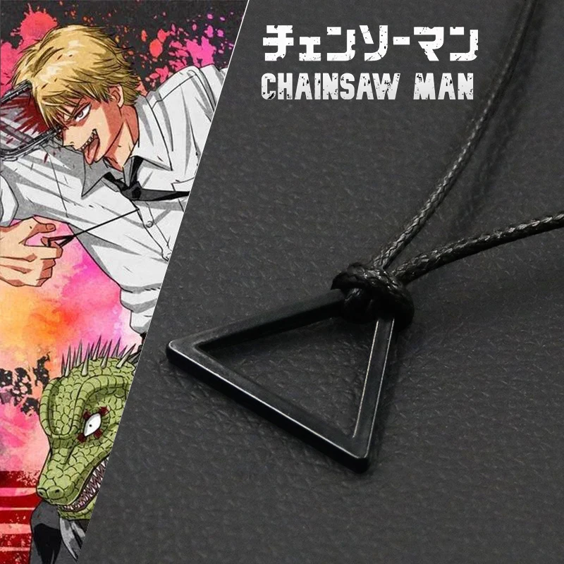

Anime Chainsaw Man Denji Necklace Black Triangle Pendant Necklace Rope Chain For Women Men Cosplay Jewelry Gift