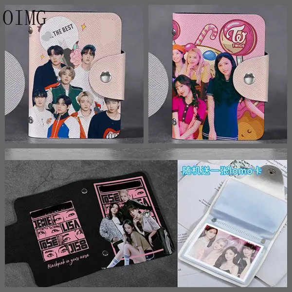 

Kpop Bangtan Boys Enhypen Lomo Card Holder Case PU Leather 20 Cards Holder Wallet Korea Boys Group School Supplies Fans Gift