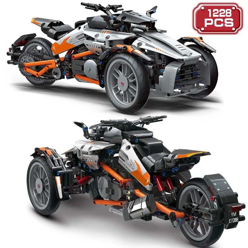 

1228 шт., Детский конструктор «мотоцикл»