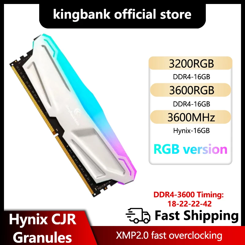 

Kingbank XMP Series 3600MHZ 8GB 16GB RGB Memory Module RAM DDR4 8GBx2 16GBx2 3200MHz Dual Channel Stunning Desktop Memory RAM