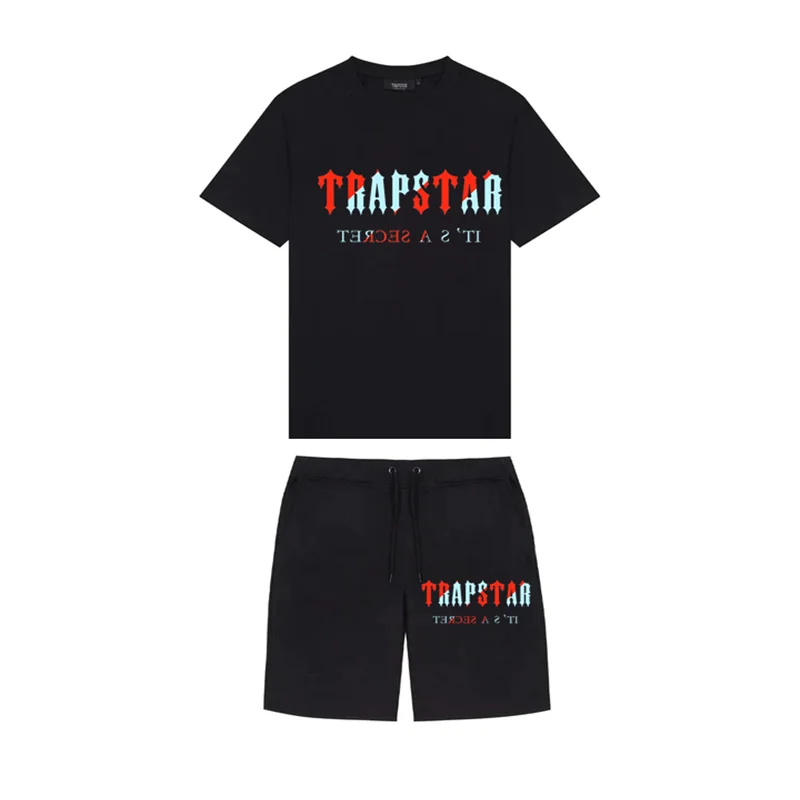 Nova Marca Trapstar Roupas Masculinas Camiseta Conjuntos De Treino Harajuku Topos Camiseta Engraçado Hip Hop Cor t Camisa + prai