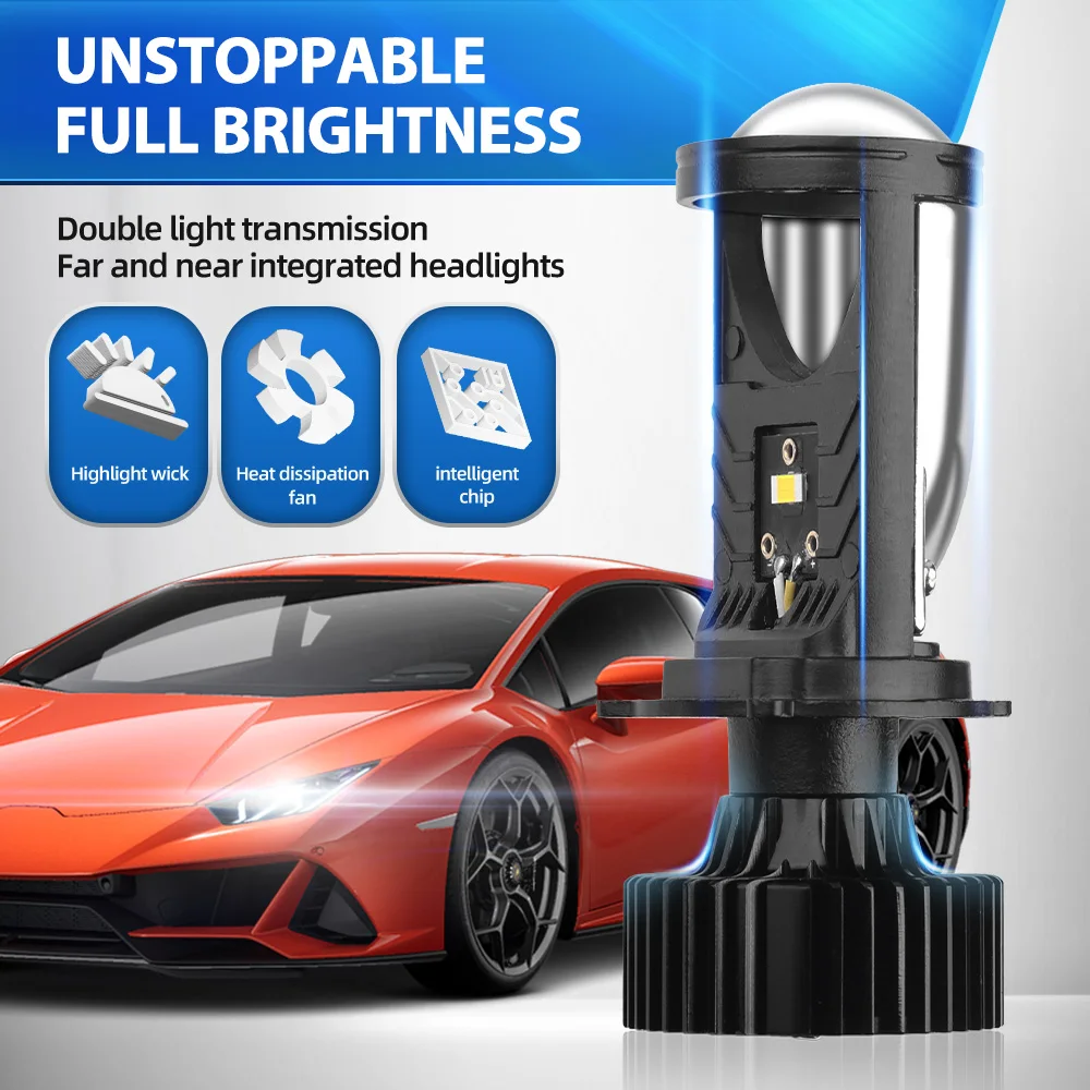 

Y6D H4 Светодиодные Автомобильные Лампы Для Фар, Линза Бипроектора С Вентилятором, Мини-проектор