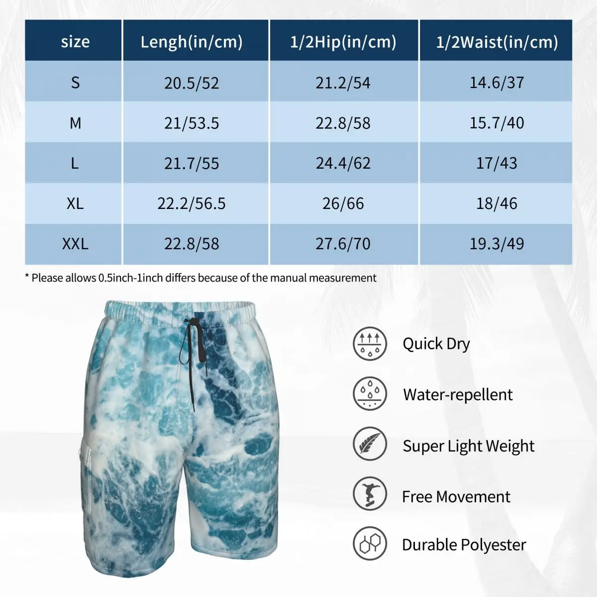 Мужские пляжные шорты с морскими волнами в океане спортивные короткие штаны