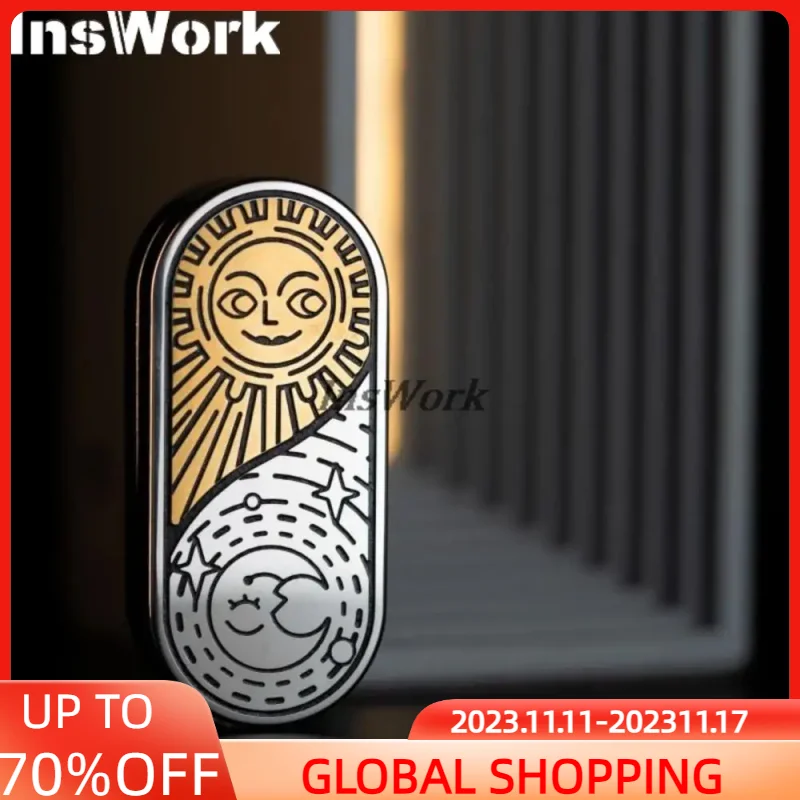 

Stock LGEDC Engraved Sun And Moon Push Slider Metal Figet Slider Magnetic Toys Stress Toys