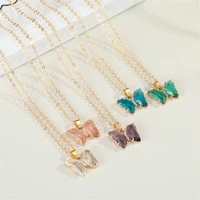 exquisite crystal butterfly pendant necklace clavicle chain jewelry for women