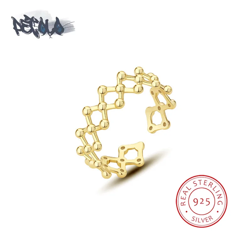 

Женское кольцо из серебра S925 пробы, простое кольцо с прорезями, модное Золотое геометрическое ювелирное изделие для пар, подходит для повседневного ношения с кольцом