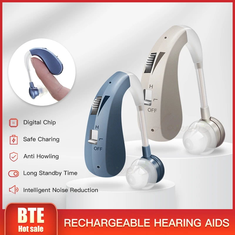 

Rechargeable Hearing Aid Digital Sound Amplifier For Deafness Ancianos High Power Wireless First Aid Behind the Ear Care Massage