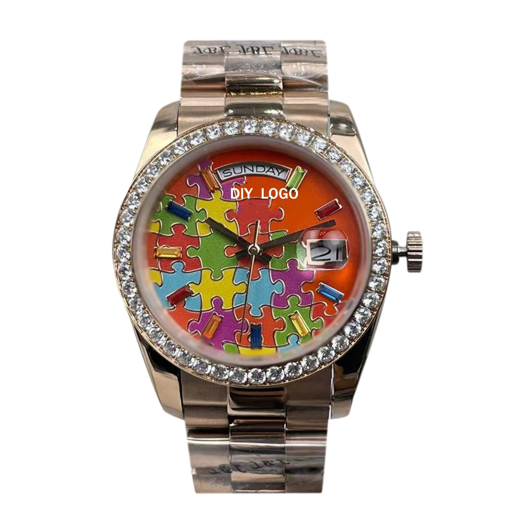 Индивидуальный логотип 36 мм модный автоматический механизм многоцветный