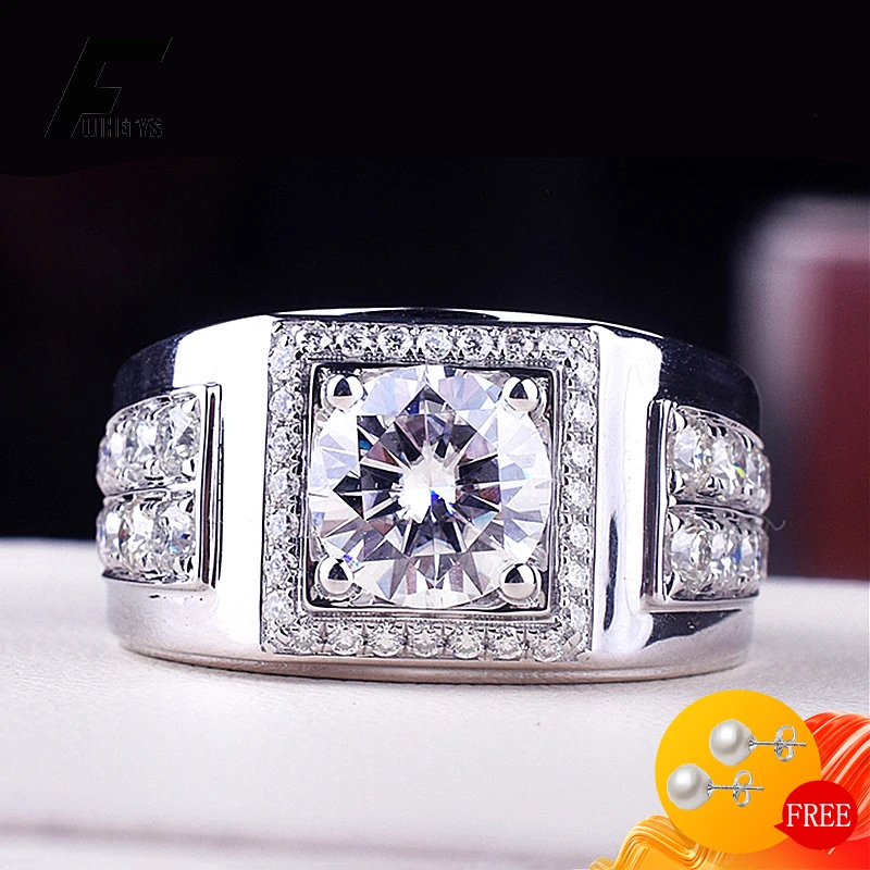 

FUIHETYS Luxury Ring for Men 925 Silver Jewelry Accessories with Zircon Gemstone Open Finger Rings Wedding Party Promise Gifts