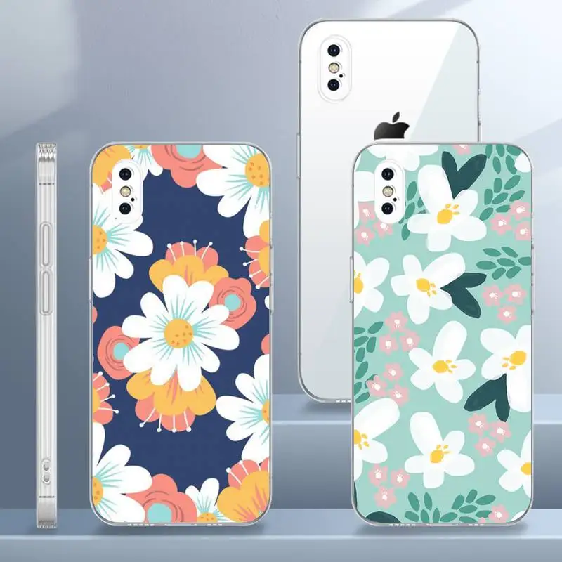 

Daisy Floral flower Phone Case Transparent soft For iphone 11 13 12 14 x xs xr pro max mini plus