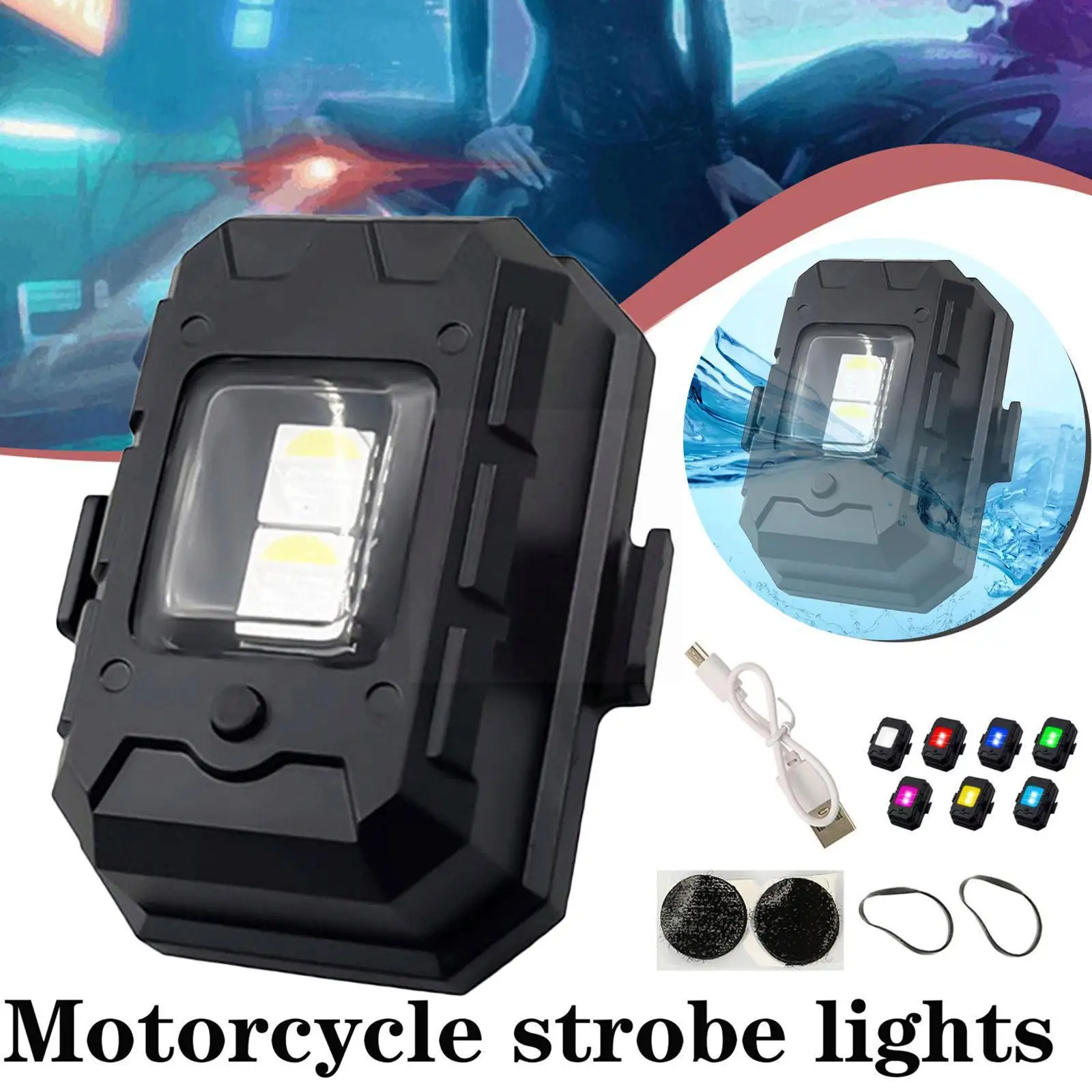 

Universal Led Anti-collision Warning Light Mini Signal 7 Signal With Light Motorcycle Light Colors Indicator Strobe Turn Dr K0s0