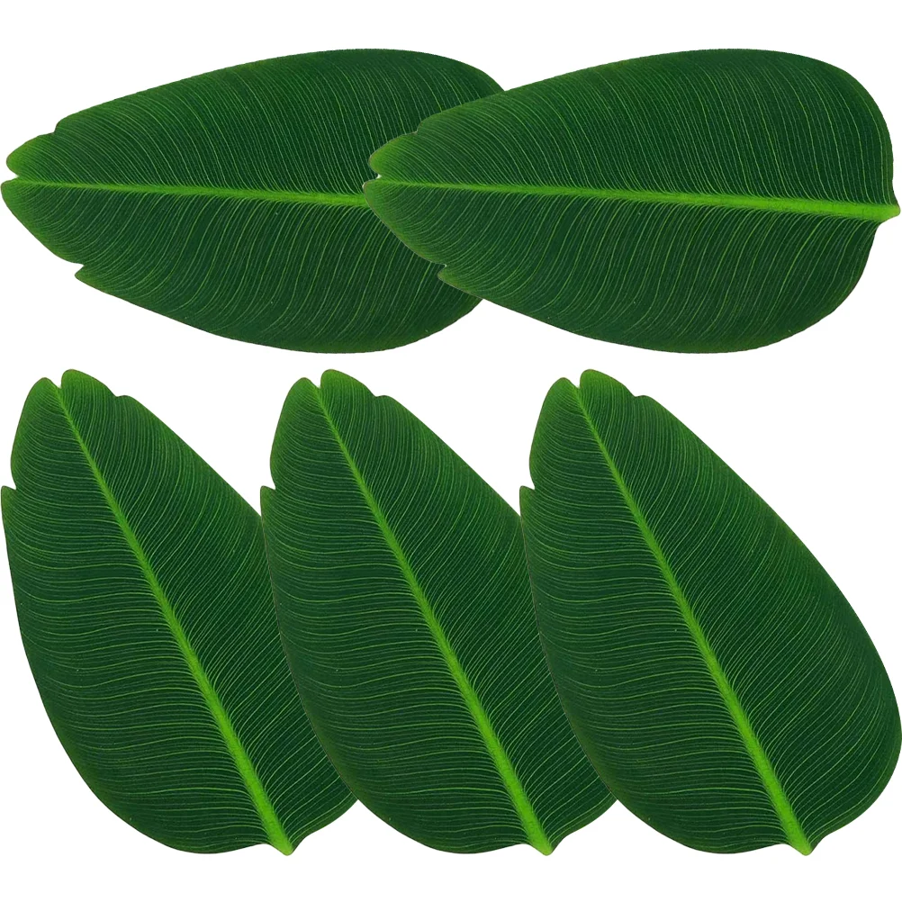 

5pcs Delicate Multipurpose Portable Decorative Dinner Table Mats Cloth Placemats Green Leaf Table Mats