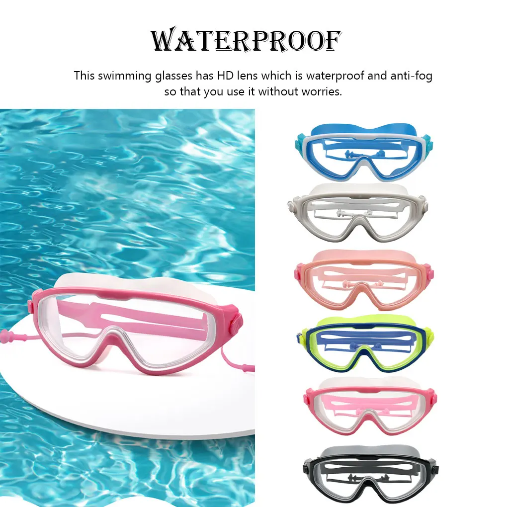 

Girl Boy Swimming Goggles with Storage Box Adjustable Glasses Waterproof Anti-fog Portable Eyewear Swim Accessory
