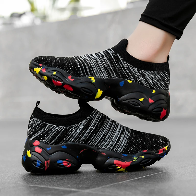 

Unisex Socks Shoes Black Mens Large Size 47 48 Walking Sneakers Breathable Summer Women Sport Shoes Slip-On Couples Footwear