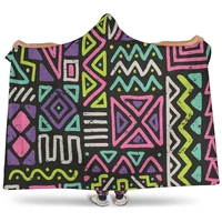 hooded blanket neon crazy design aztec abstract tribal geometric retro chevron rave festival ziz zag folk colorful throw