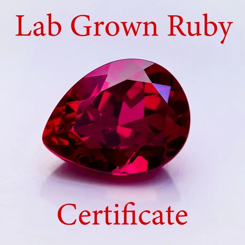 Выращенные в лаборатории рубиновые грушевидные бусины форме голубиного