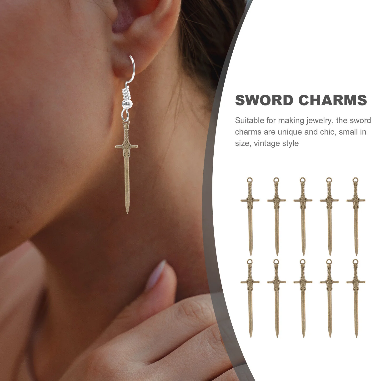 10 pcs Vintage Mini Sword Charms DIY Crafts Sword Charms Metal Sword Charms Pendants