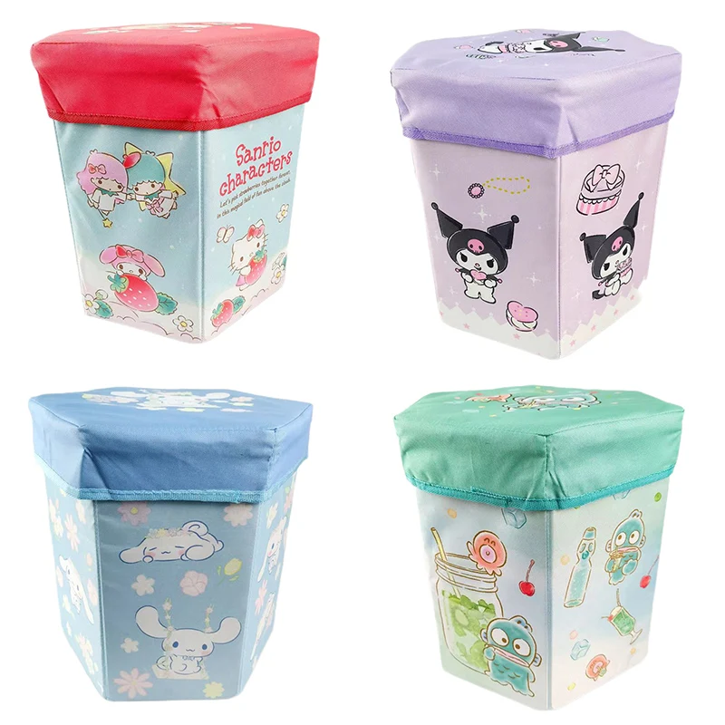 

Милый стул для хранения в стиле аниме Sanrio Hellokitty Kuromi Cinnamonroll Милая красота спальня Многофункциональный складной мультяшный ящик для хранения