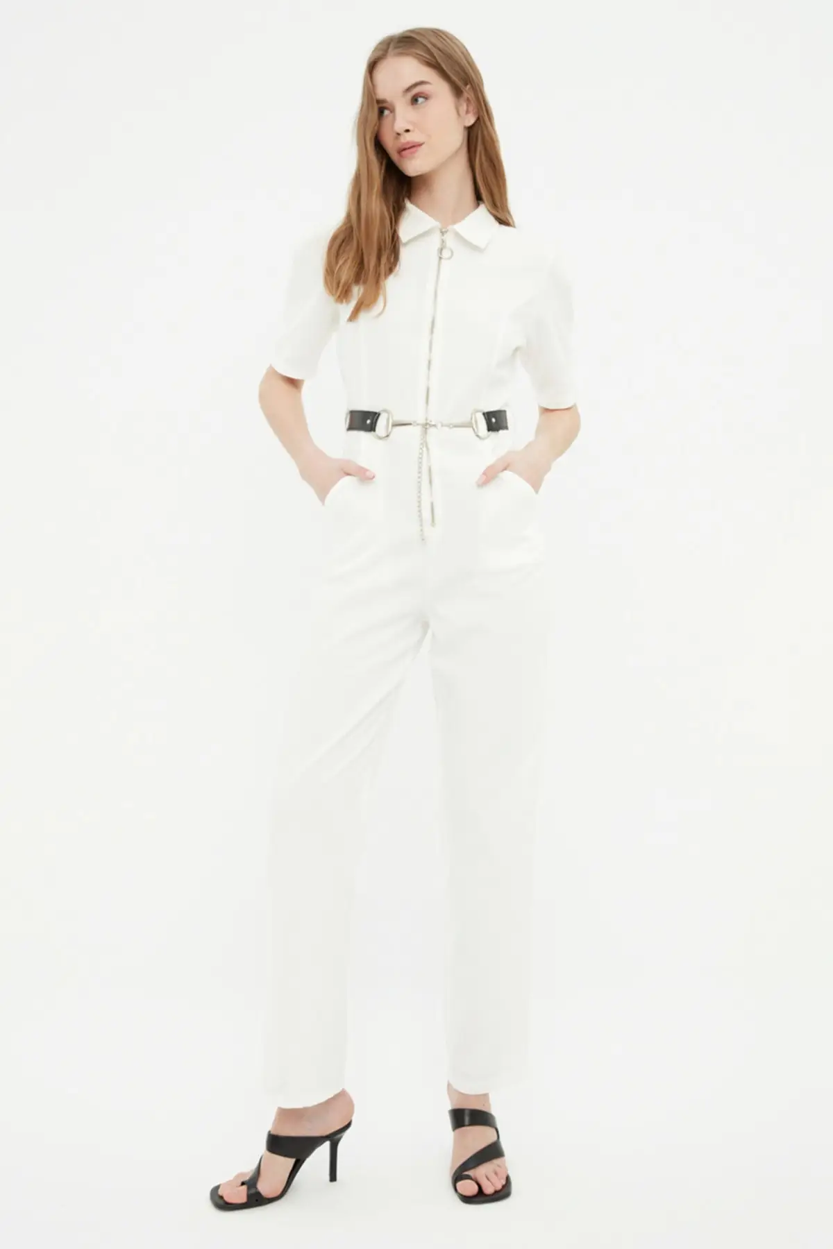 

Women's Overalls Ecru Belted Style Hot Casual Loose Baggy Trousers Overalls Pants Jumpsuit Jumpsuit Jumpsuit Broadcloth