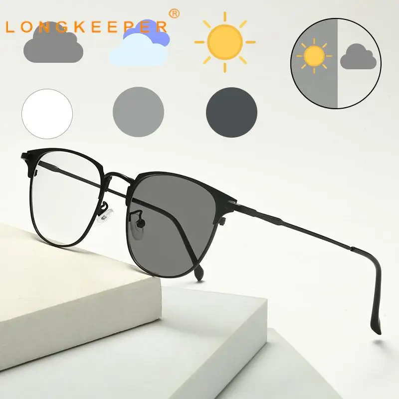 Купи Longkeeper New Photochromic Sunglasses Men Ultralight Change Color Sunglasses Women 2022 Square Metal Frame Goggles Uv400 за 242 рублей в магазине AliExpress