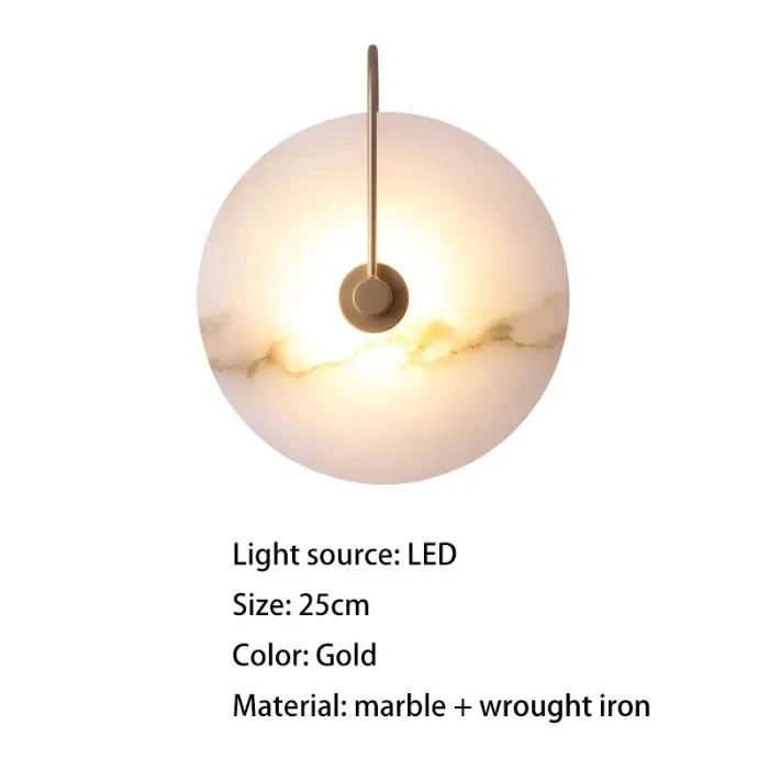 

Современная светодиодная мраморная настенная лампа, настенные бра с круглым камнем, Золотой светильник для спальни, домашний декор, комнатные прикроватные светильники для спальни