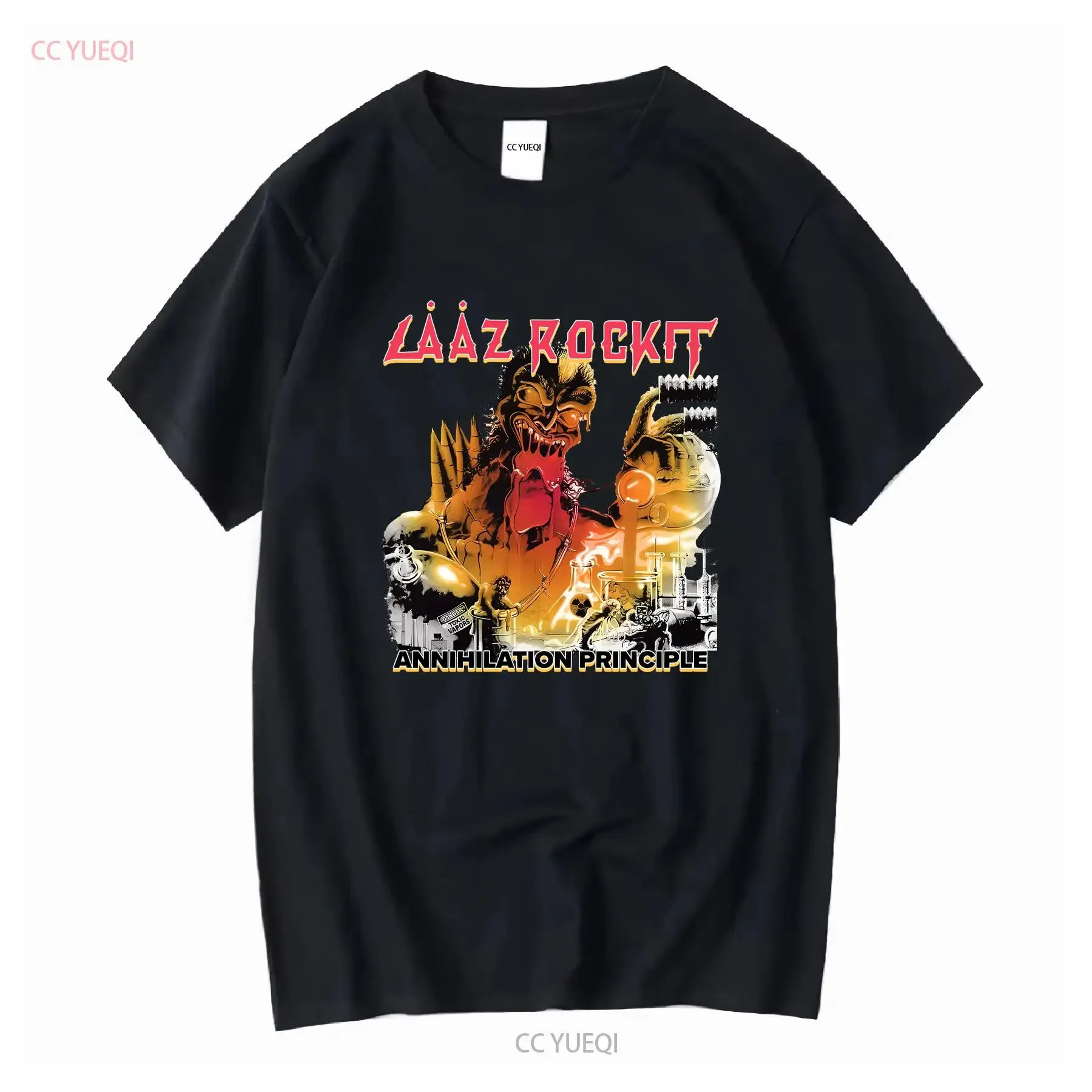 Фото Белая футболка Laaz Rockit Band, все размеры S 5XL, T2094, винтажная, мягкая, с рисунком, универсальная, дышащая, удобная, повседневная, мужская №1